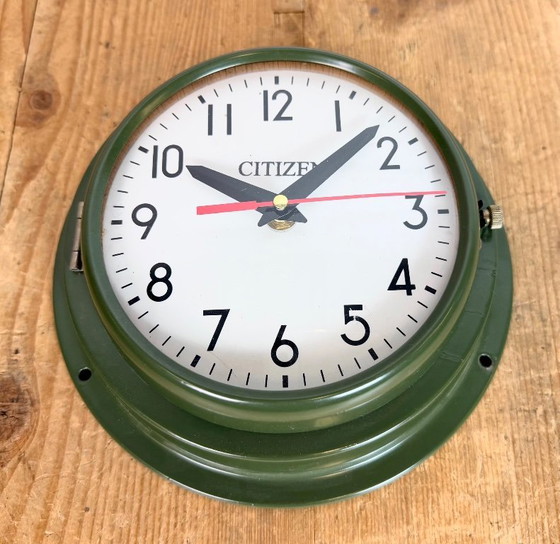 Image 1 of Vintage Green Citizen Ships Wall Clock, 1980s