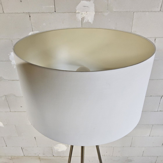 Image 1 of Zuiver tripod floor lamp white fabric shade chrome leg / tripod lamp / dutch design floorlight