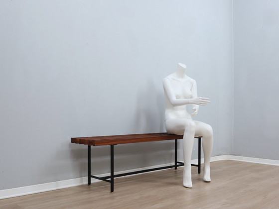 Image 1 of Panca in teak a doghe con struttura in ferro, metà secolo, Italia, anni '50