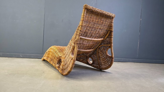 Image 1 of Chaise longue vintage en osier, années 1980