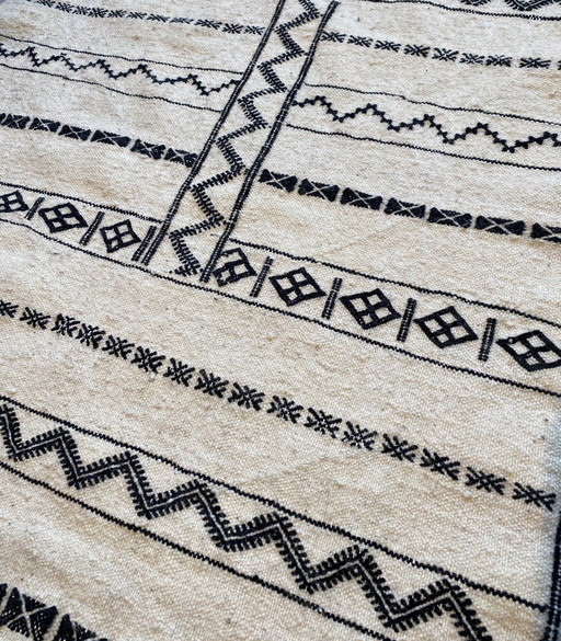 Chemin de table Kelim authentique tissé à la main – 290 x 100 cm – Art berbère des montagnes de l'Atlas