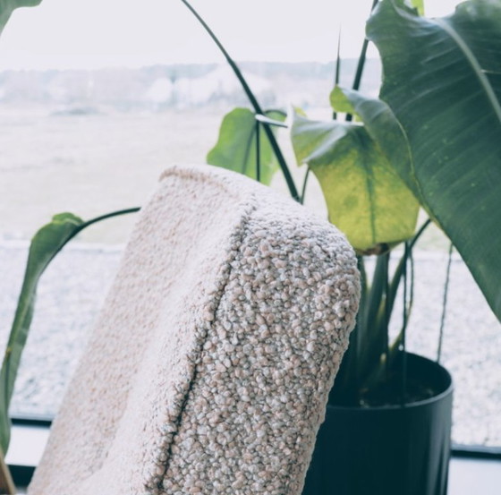 Image 1 of Fauteuil moderne rustique Chêne bois poudré rose bouclé 