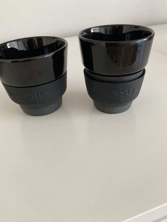 Image 1 of 6 tazze da caffè Nespresso nere con elastico per una presa salda