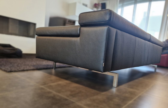 Image 1 of JORI Shiva Black Leather Sofa + Ottoman – Perfect Condition!