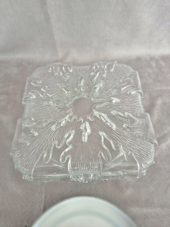 Image 1 of Mid Century Modern Glass Flush Mount Ceiling Light 20cm – Space Age Textured Crystal E27 Lamp