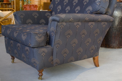 Fauteuil lounge Art déco à motif paon | Style hôtelier chic | Années 80/90