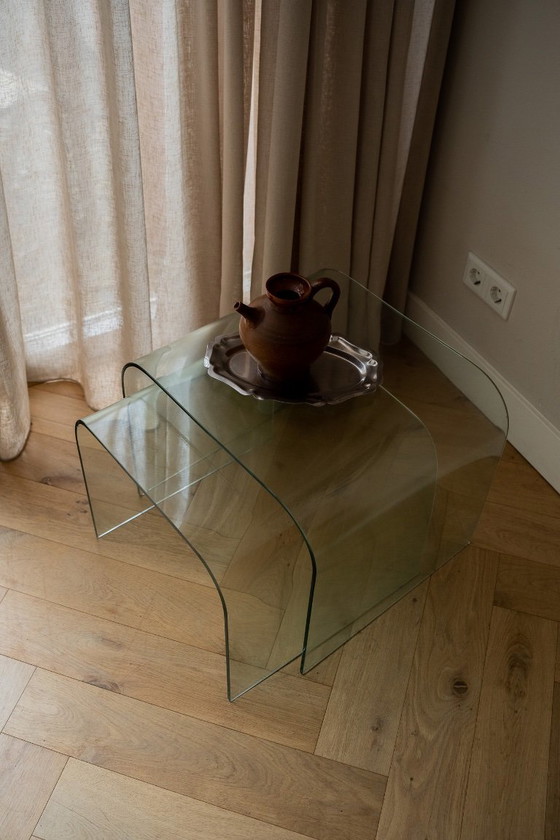 Ensemble de 2 tables basses vintage en verre effet cascade – Tables d'appoint, Glass (photo 4 of 11)