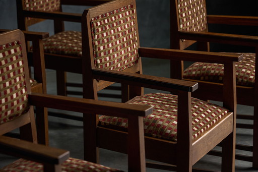 Set di 6 poltrone vintage della scuola di Amsterdam, Paesi Bassi 1940