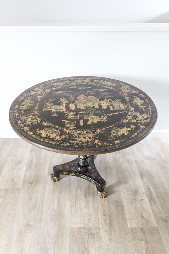 Image 1 of Antico tavolo rotondo cineserie del XIX secolo – Esportazione cinese, ca. 1850