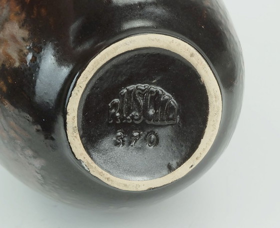 Image 1 of ruscha art VASE Krug Tropfglasur Schattierungen von lila schwarz braun 1970 80er Jahre Modell 370