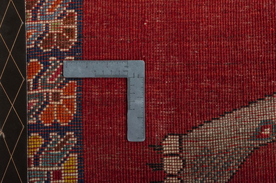 Image 1 of Hand-knotted Gabbeh nomadic rug - 208 x 133 cm - leopard motif on red