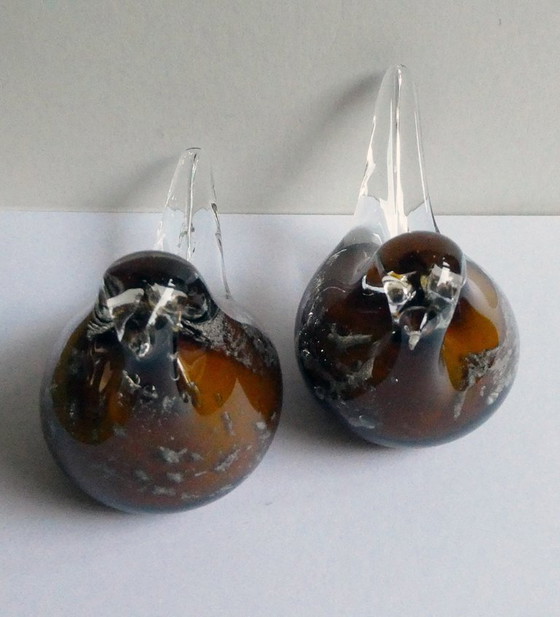 Image 1 of 2 vogels, Murano glas, mussen, luchtbellen, Italië jaren 80