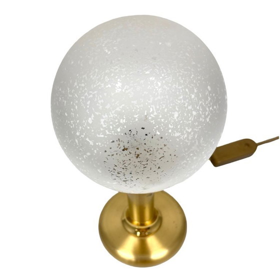 Image 1 of Sölken Leuchten brass table lamp, Germany, 1970s – frosted sphere