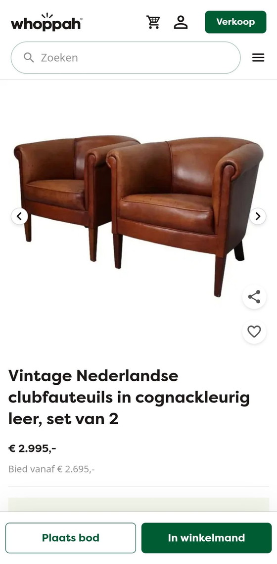 Poltrone Club Vintage Stile Art Déco in Pelle (di Pecora) Set di 2 – Legno (photo 12 of 12)