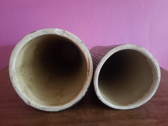 Magnifico set di Vasi decorativi in ceramica Mid-Century anni '50, Design Vintage Fatto a Mano (photo 7 of 12)