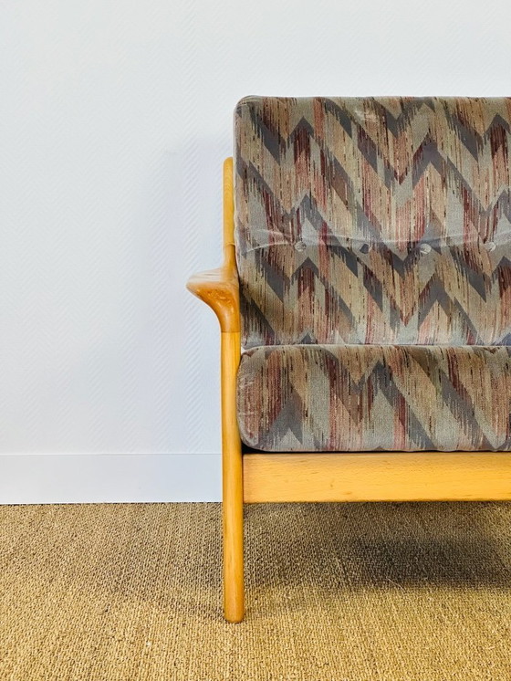 Image 1 of Vintage fauteuil van beukenhout met geometrische stof, 1970