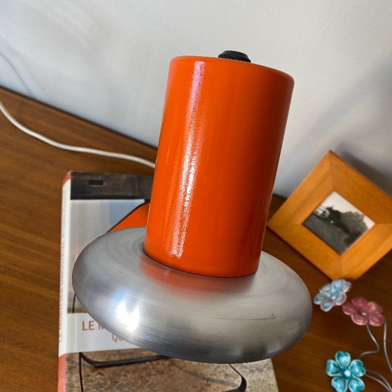 Image 1 of Vintage orange and aluminum table lamp