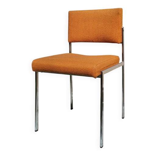 Vintage chair design, chrome tubular structure, 1960s-1970s.