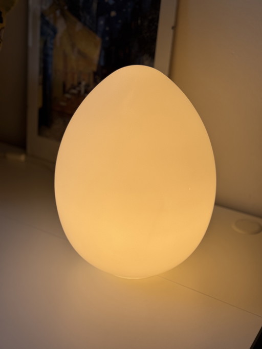 Vintage Domec lamp - egg-shaped matt white glass - Vianne France - large size