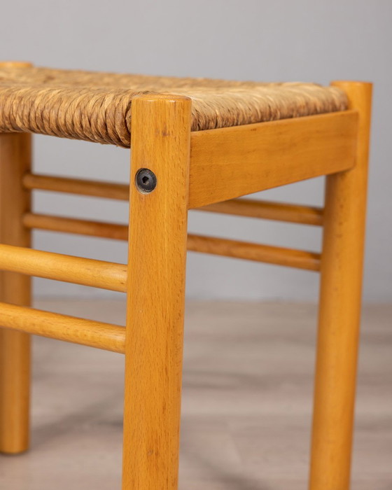 Image 1 of Pair of Vintage 70s Stools in Wood and Rope, Ibisco Design