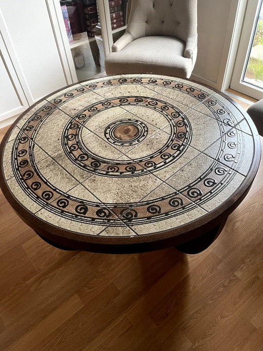 1 x Danish Vintage Teak and Ceramic Coffee Table 1970s