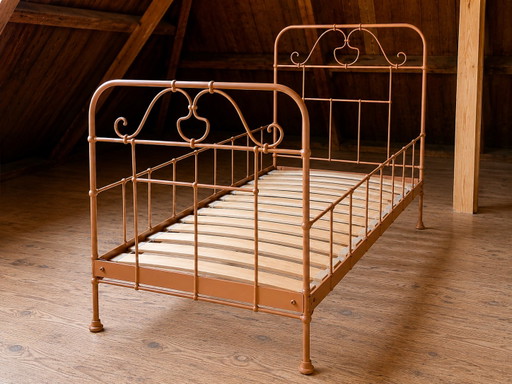 Set aus 2 Vintage-Kinderbetten aus Eisen - Terrakotta - 150 × 70 cm – eenpersoonsbedden, Iron