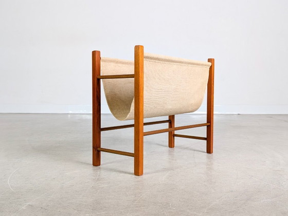 Image 1 of Portariviste/portagiornali vintage in teak e lino, anni '60