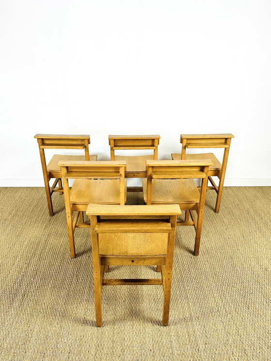 Image 1 of 6 Vintage eiken stoelen 1960