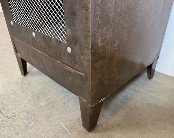 Image 1 of Industrial Iron Cabinet with Mesh Door, 1960s