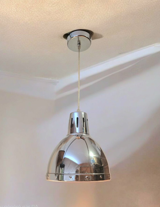 Image 1 of Lampada a sospensione industriale vintage - Metallo cromato lucido
