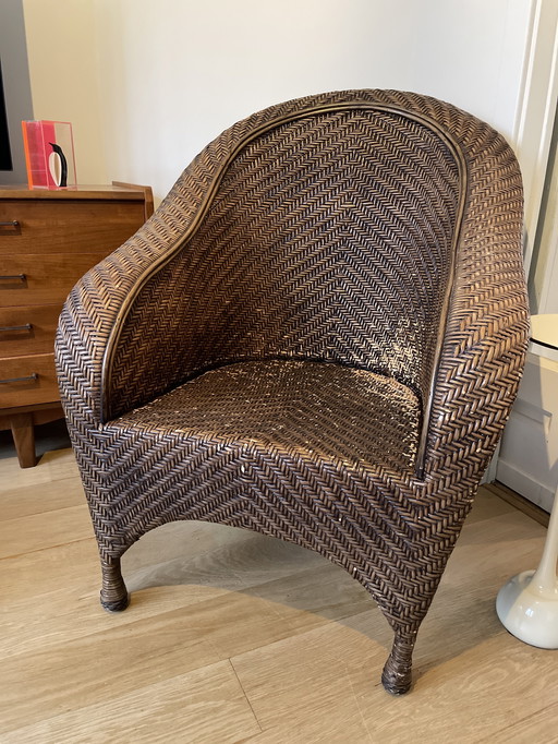 Sillón de ratán estilo Pottery Barn de California