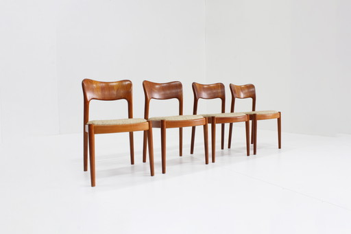 4 X Chaises de salle à manger danoises vintage par Niels Koefoed