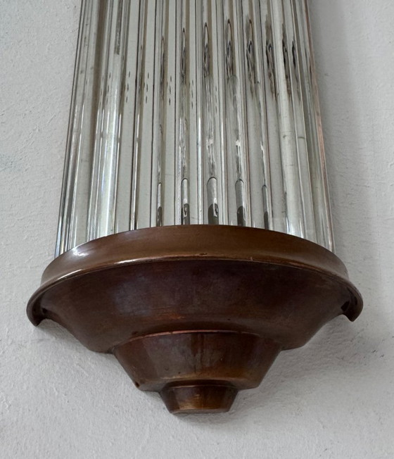 Image 1 of Applique vintage, cuivre et verre, France, 1940