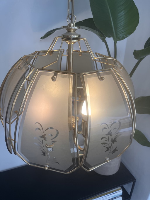 Suspension vintage Hollywood Regency en laiton doré