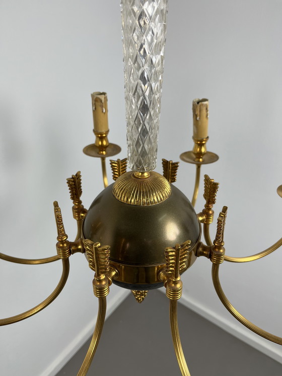 Image 1 of Vintage 1940s/50s gold plated French chandelier