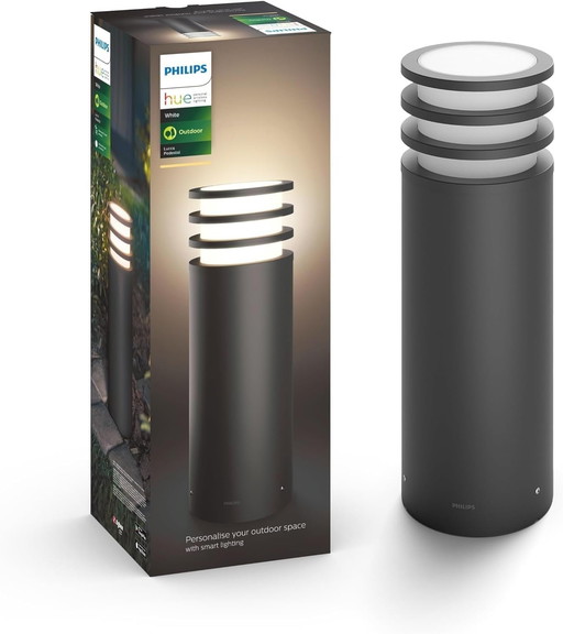 Philips Hue White LUCCA Borne extérieure 1x9.5W - Anthracite, fonctionne avec Alexa, Google Assistant et Apple Homekit