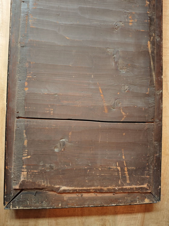 Antique black and gold wall mirror from approx. 1880, Glass, Wood (photo 11 of 15)