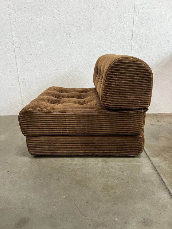 Image 1 of Vintage Fauteuil, Daybed/uitklapbed, Bruin Corduroy, 1970