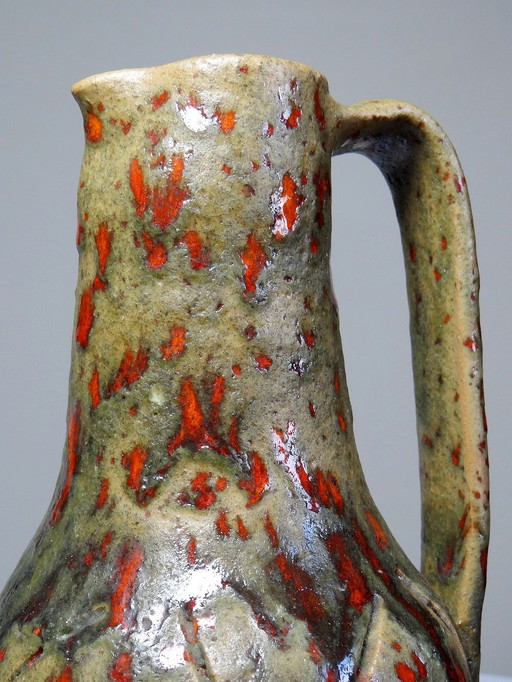 Brutalist Pitcher Orezza Enameled Terracotta Corsican Crafts 50-60'S Campo Piano