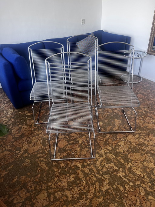 4x Vintage chrome wire chair