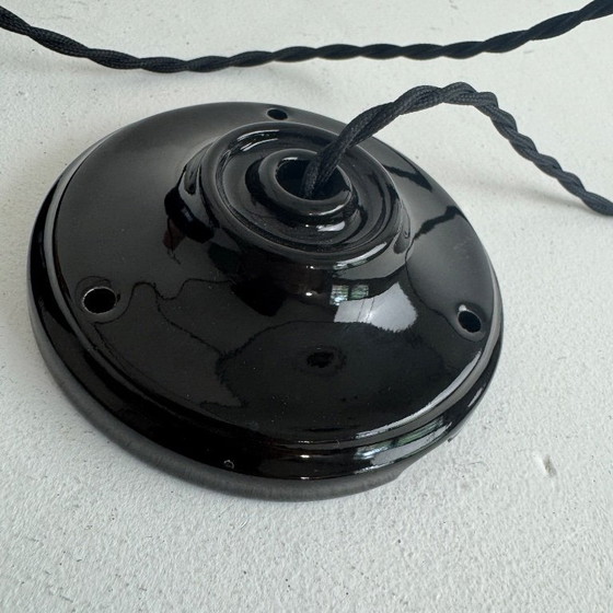 Image 1 of PAIRE D’ANCIENNES SUSPENSIONS EMAILLÉES « MAZDA » 35 CM INDUSTRIEL