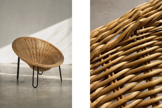 Sedia sferica vintage in rattan, stile moderno boho di metà secolo, italiana, anni '50. – Poltrone, Metal (photo 15 of 20)