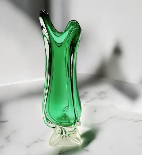 Image 1 of Murano - Smaragdvase von Fratelli Tosi