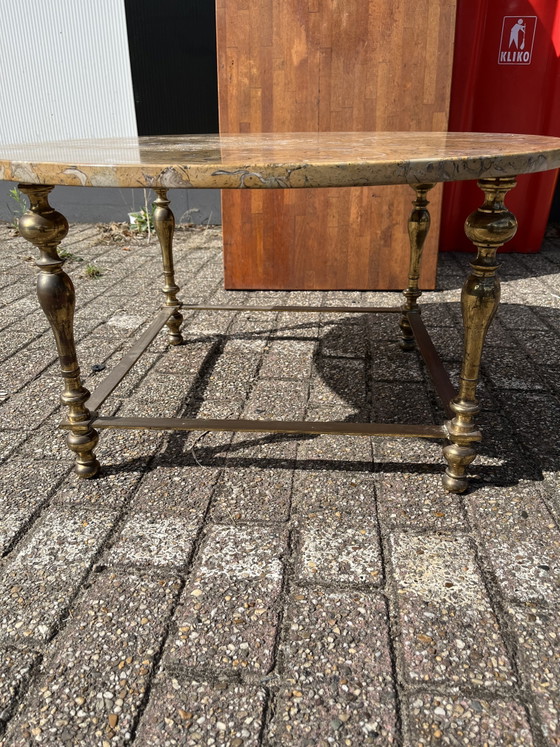 Vintage Natural Stone Coffee Table – Metal, Brass (photo 2 of 5)
