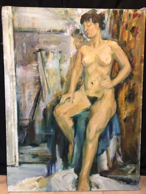 Kazuko Toyokawa (1919–1997) – Desnudo femenino de gran tamaño – Óleo sobre lienzo
