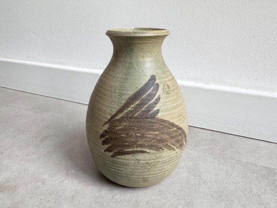 1x Vintage Signed Studio Ceramic Vase with Earth Tones (photo 4 of 5)