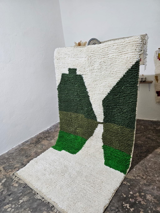 Handgemaakt Groen Berbertapijt 140/260cm – vloerkleden en tapijten, Wool