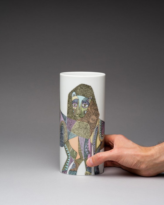 Image 1 of Rosenthal Studio-Line “Lions” Designer Vase Duo Cuno Fischer & Bjørn Wiinblad