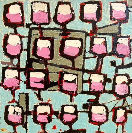 Image 1 of Germain Henneka – Roségläser mit blau-grauem Hintergrund