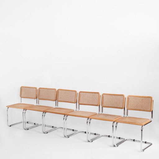 Set di 6 sedie Cesca. Realizzate su disegno di Marcel Breuer. Anni '80. – eetkamerstoelen, Wood, Wicker (photo 2 of 26)